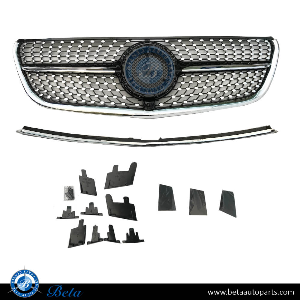 Radiator Grille Diamond Look Black and Chrome color for Mercedes VITO W447 2015 -Up models, Part Number 4478801A60 Radiator Grille Diamond Look Black and Chrome color for Mercedes VITO W447 2015 -Up models, Part Number 4478801A60